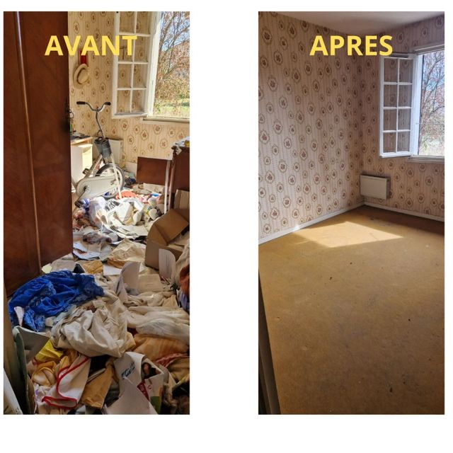 avant / après débarras d'une chambre